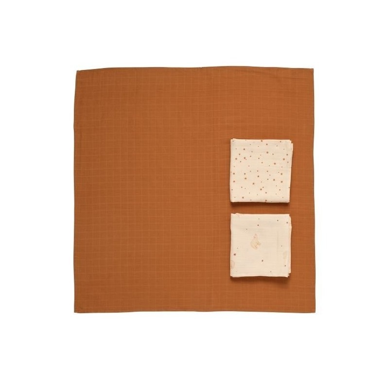 Lot de 3 Langes Bio 70x70 cm Orsino Sauthon produit face