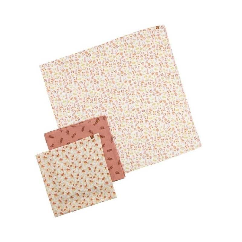 Lot de 3 Langes Bio 70x70 cm Esmée Sauthon carre