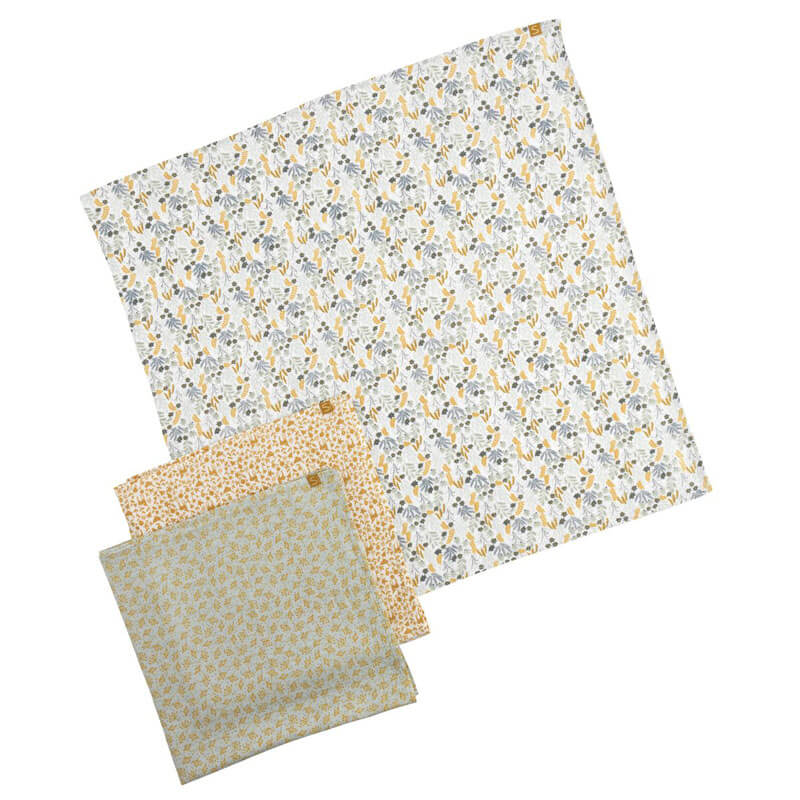 Lot de 3 langes coton bio 70 x 70 cm Promenons-nous Sauthon imprimé