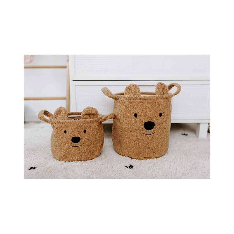 Lot de 3 paniers de rangement Teddy beige Childhome Deux paniers