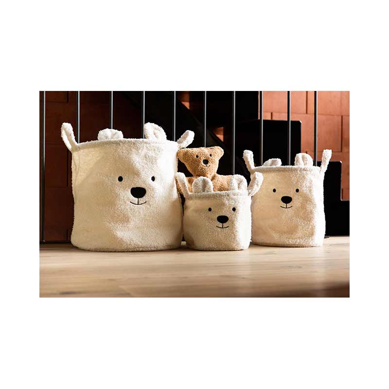 Lot de 3 paniers de rangement Teddy écru Childhome Ambiance