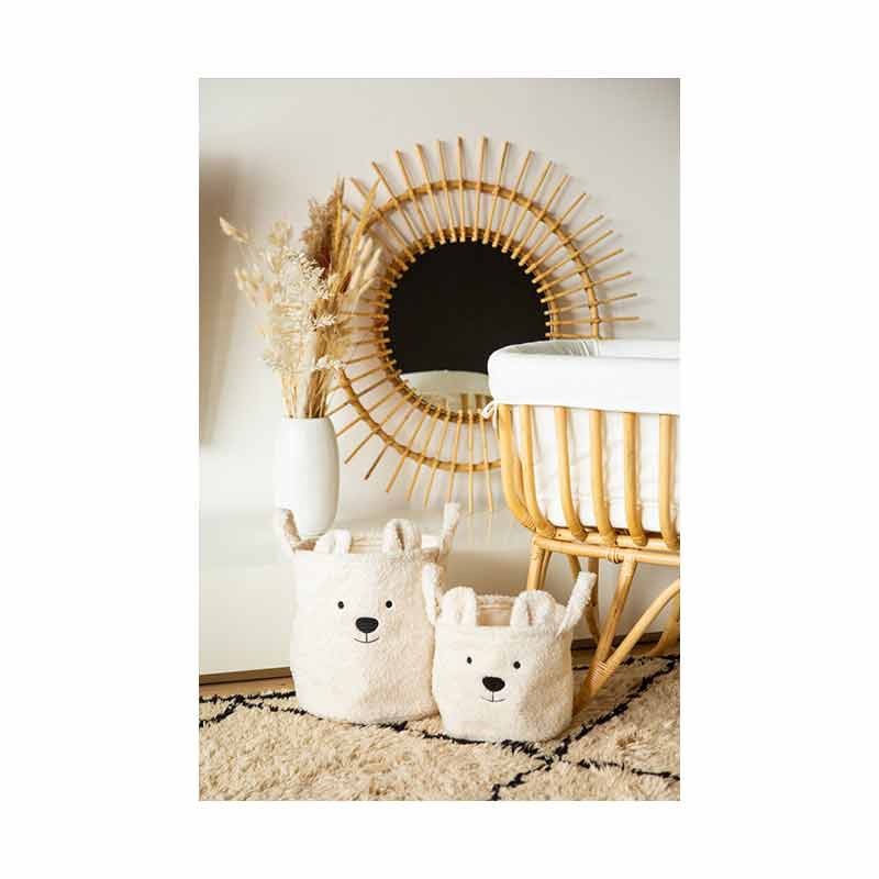 Lot de 3 paniers de rangement Teddy écru Childhome Deux paniers