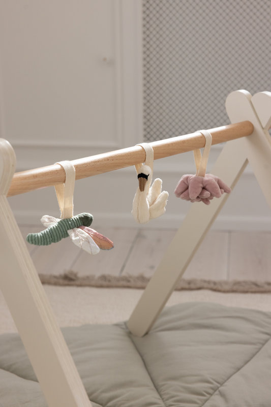 Lot de 3 petits jeux d'éveil Fleur, Cygne, Libellule Sebra pendus