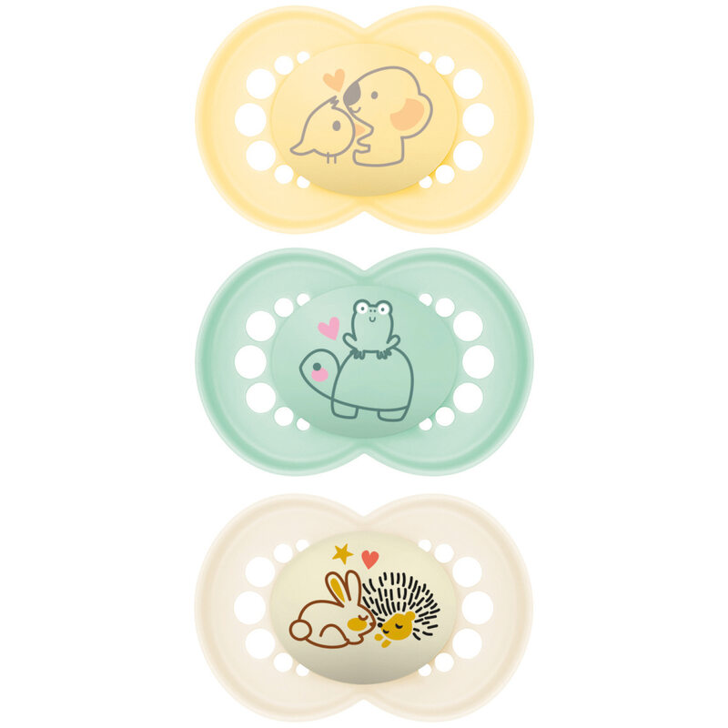 Lot de 3 sucettes en silicone Original Beige 18 mois + Mam produit face