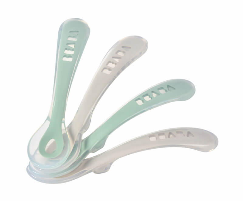 Lot de 4 cuillères 2ème âge silicone Vert sauge Béaba