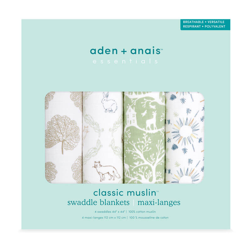 Lot de 4 langes en mousseline de coton Harmony Aden + Anais packaging