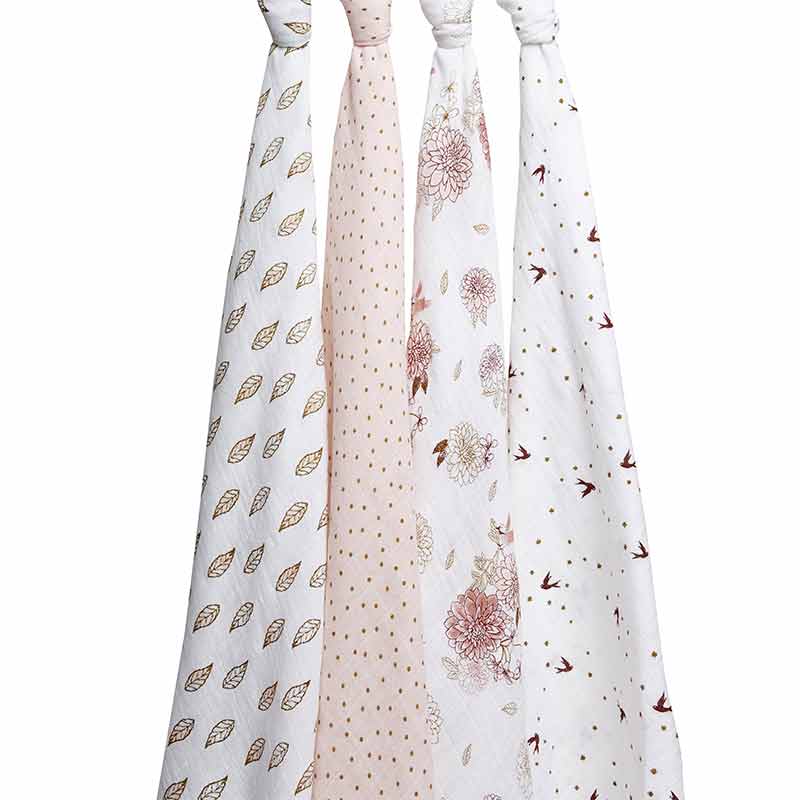 Lot de 4 maxi-langes en mousseline de coton Dahlias Aden + Anais Langes