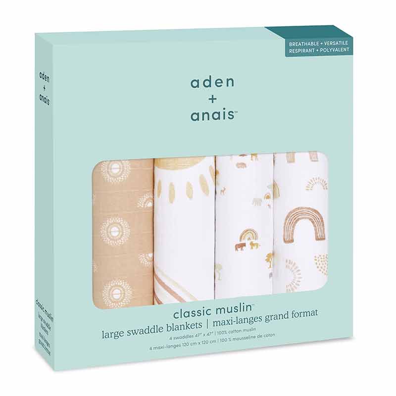 Lot de 4 maxi-langes en mousseline de coton Keep rising Aden + Anais Boîte