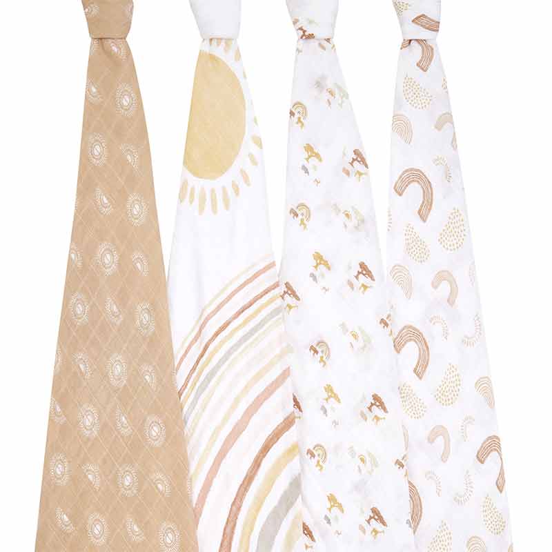 Lot de 4 maxi-langes en mousseline de coton Keep rising Aden + Anais deplie