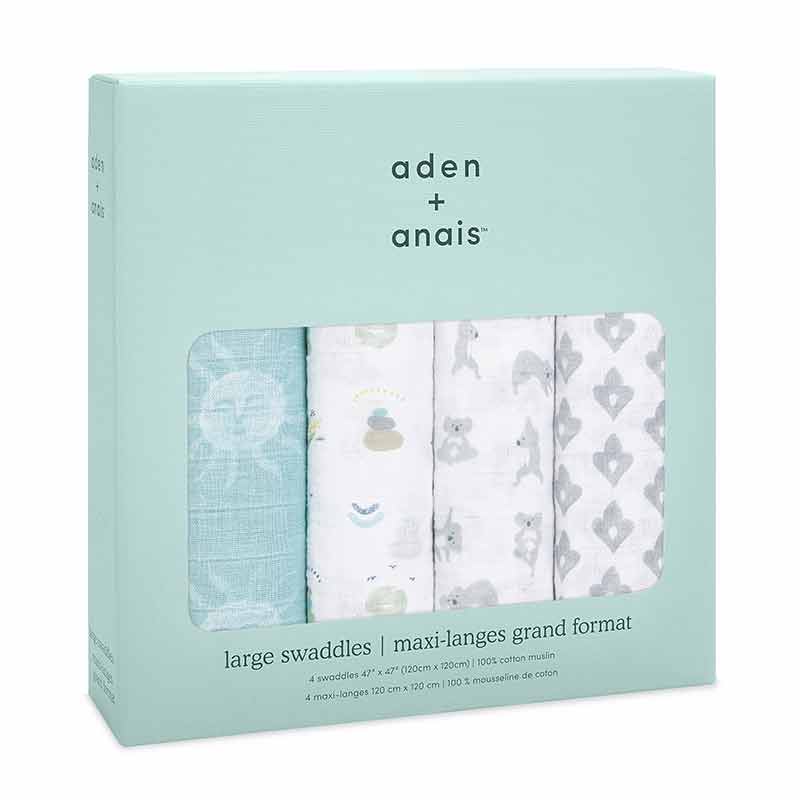Lot de 4 maxi-langes en mousseline de coton Now + zen Aden + Anais Boîte