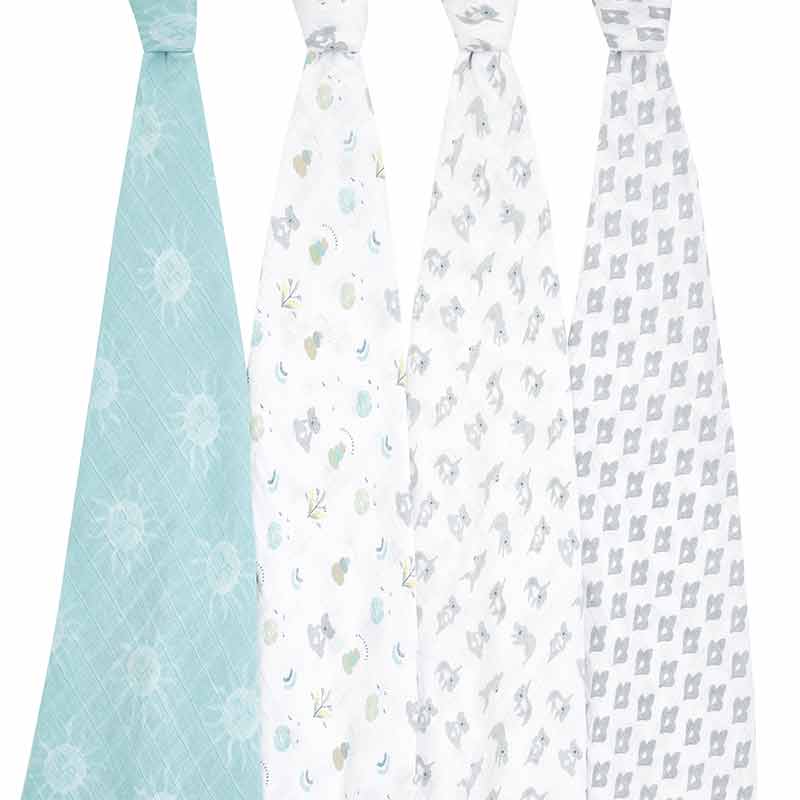 Lot de 4 maxi-langes en mousseline de coton Now + zen Aden + Anais Langes