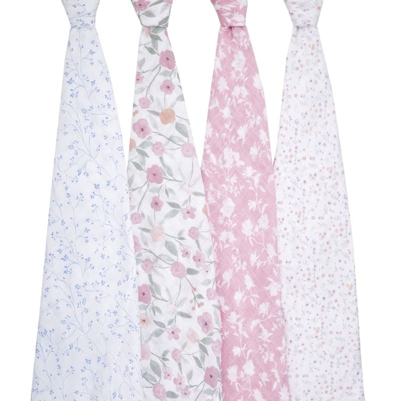 Lot de 4 maxi langes Cotton Muslin 120 x 120 cm Ma Fleur Aden + Anais  Ouvert