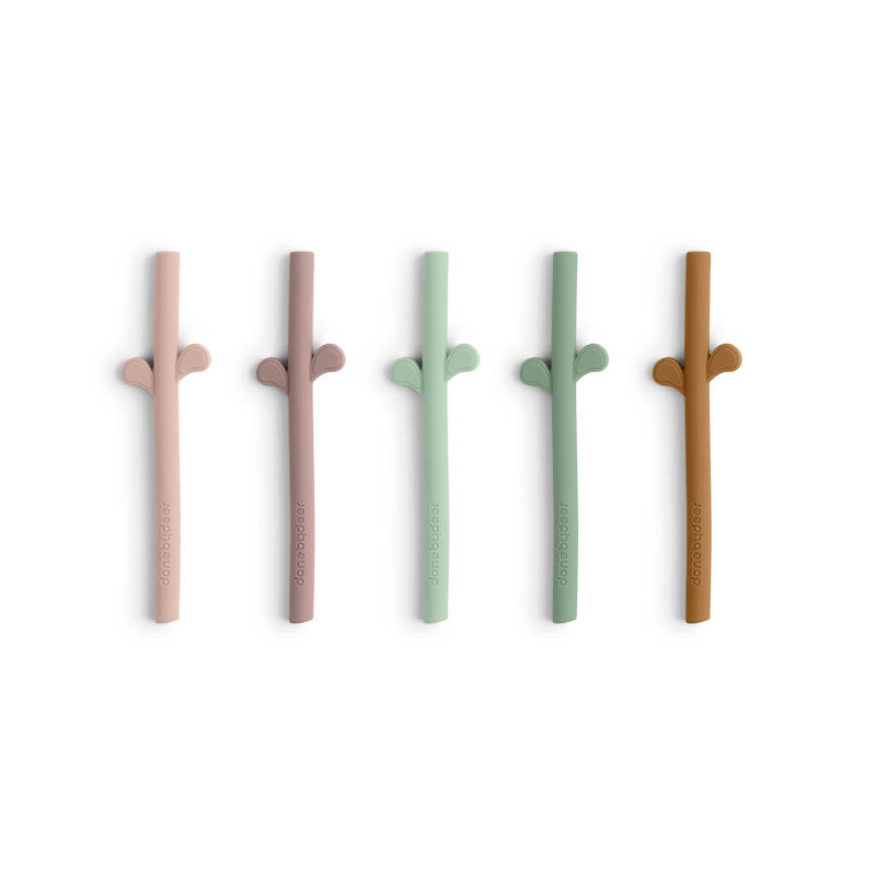 Lot de 5 pailles silicone Peekaboo Done by Deer produit face