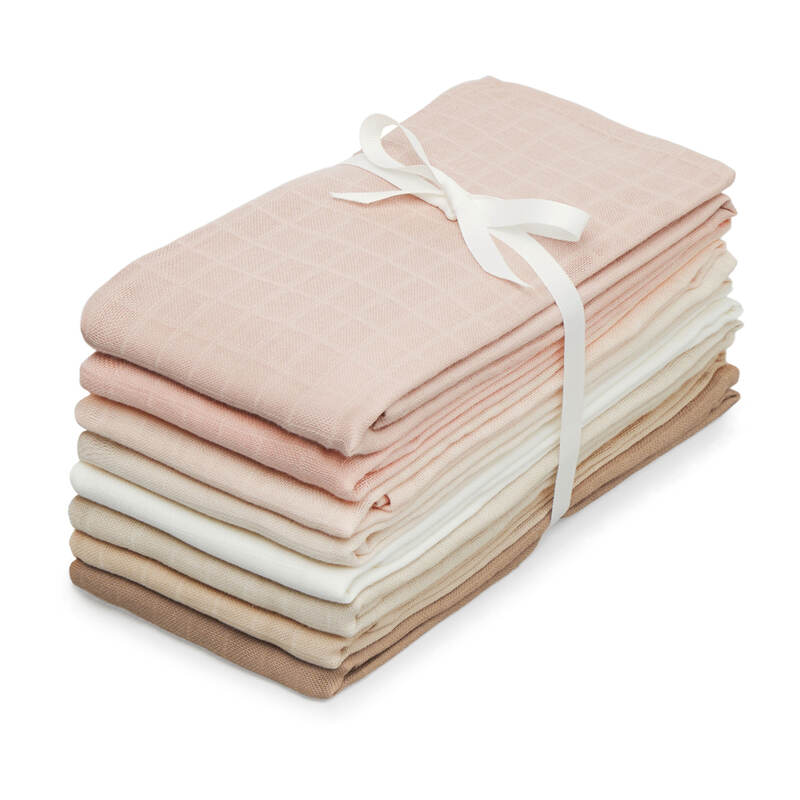 Lot de 8 langes en mousseline de Coton Bio Mix Cam Cam rose