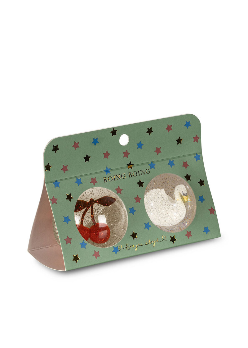 Lot de 2 balles rebondissantes Cerise et Cygne KONGES Produit face