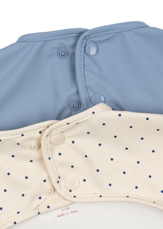 Lot De 2 Bavoirs À Manches Pois Bleu Marine 18-36Mois Konges Slojd attaches au dos
