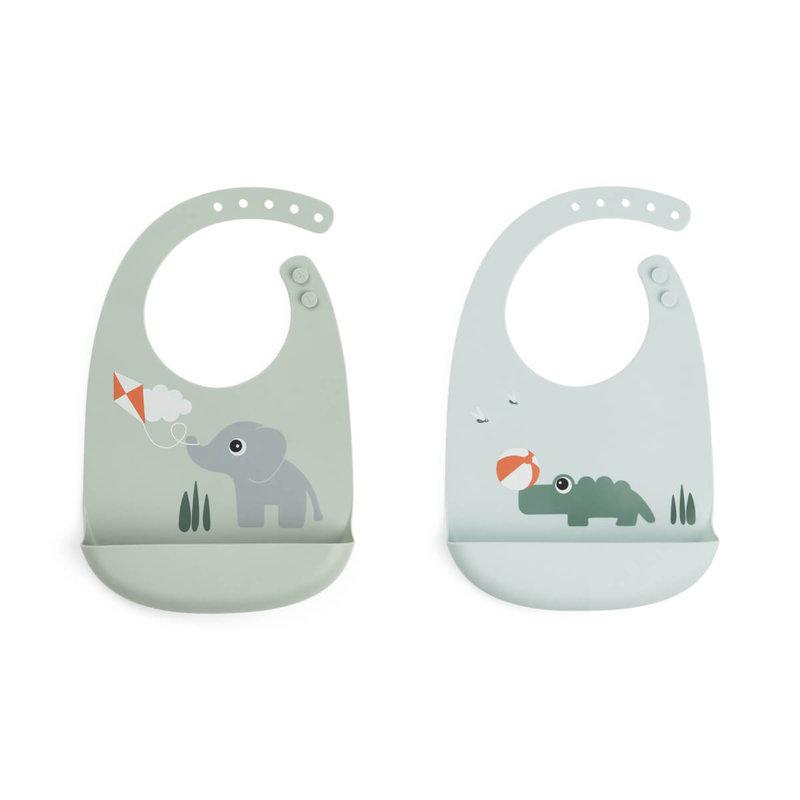 Lot de 2 bavoirs en silicone Playground Multicolore face