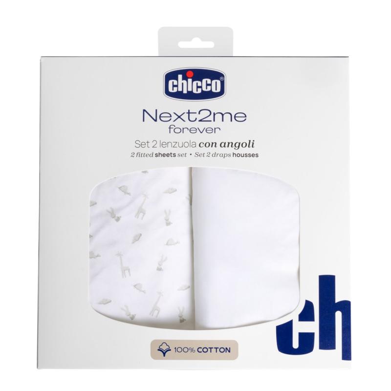 Lot de 2 Draps Housse Coton Next2me Forever Clouds CHICCO packaging
