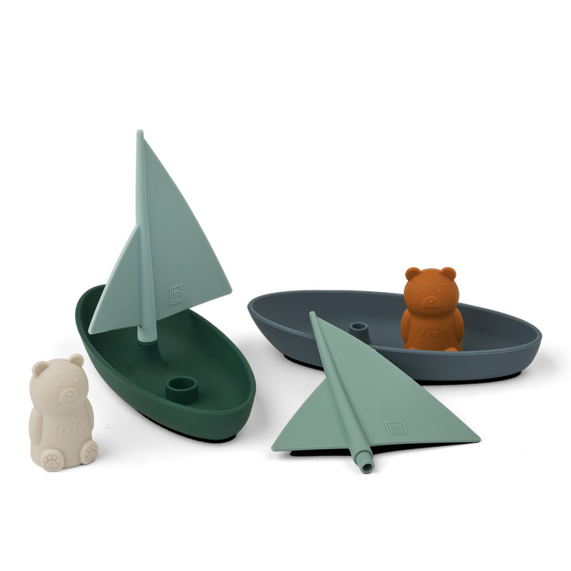 Lot de 2 jouets de bain bateaux Ensley silicone Whale blue multi mix Liewood face mat