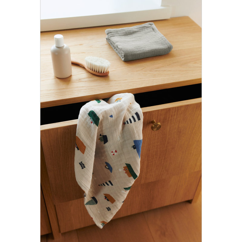 Lot de 2 langes en mousseline Lewis Sailing / Dove blue mix Liewwod lifestyle