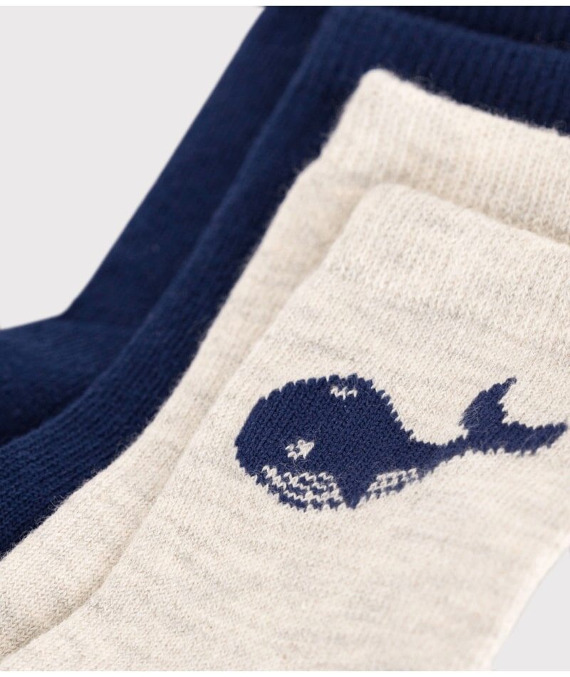 Lot de 2 Paires Chaussettes Bleu/Baleine Petit Bateau baleine