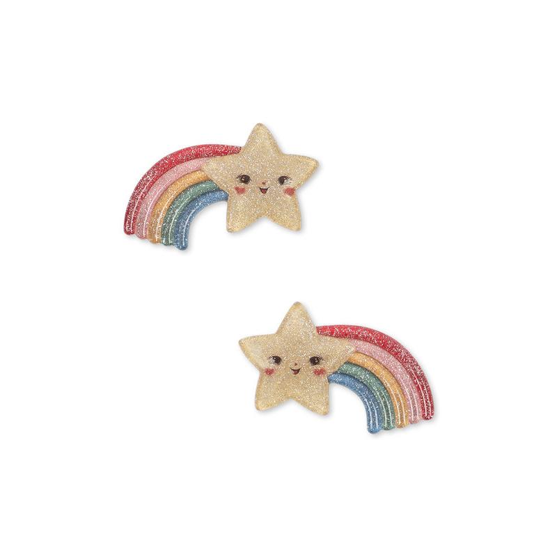 Lot de 2 pinces à cheveux Etoile Arc-en-Ciel Konges Slojd de face
