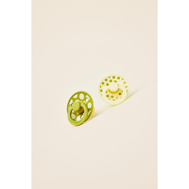 Lot de 2 sucettes Studio Polka Caoutchouc naturel 0-6 mois Luna/Wasabi BIBS lifestyle 1