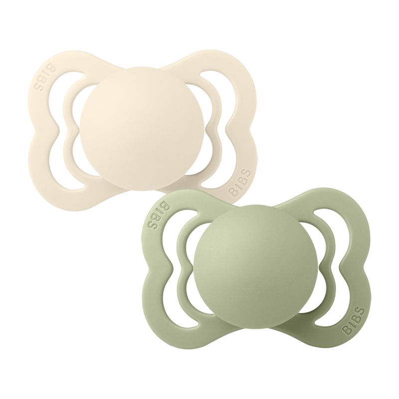 Lot de 2 sucettes Supreme Silicone Taille 1 Ivory/Sage Bibs coloris