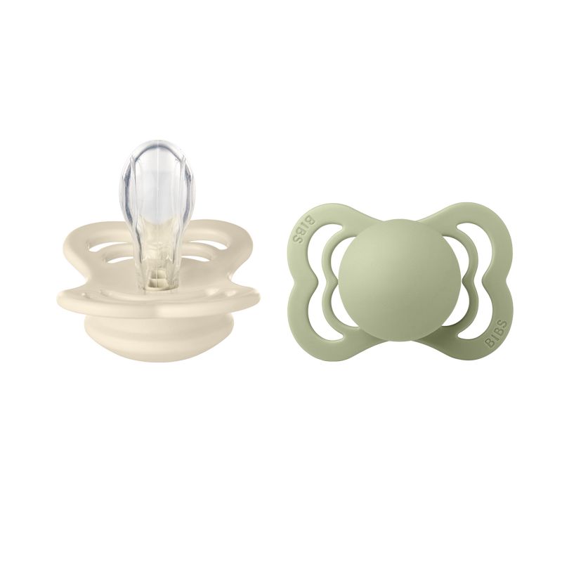 Lot de 2 sucettes Supreme Silicone Taille 1 Ivory/Sage Bibs produit