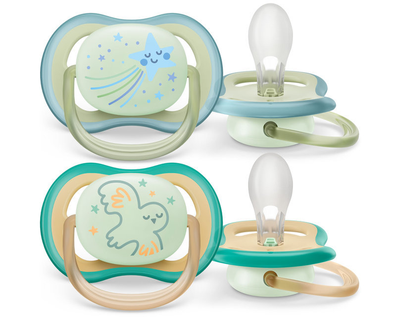 Lot de 2 Sucettes Ultra Air Nuit Mix Déco coloris aléatoire 0-6M Phillips Avent sucettes 2