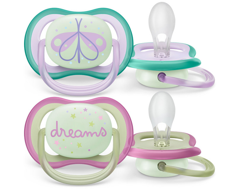 Lot de 2 Sucettes Ultra Air Nuit Mix Déco coloris aléatoire 0-6M Phillips Avent sucettes 1
