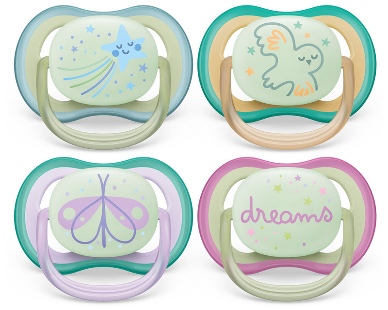 Lot de 2 Sucettes Ultra Air Nuit Mix Déco coloris aléatoire 0-6M Phillips Avent lot 