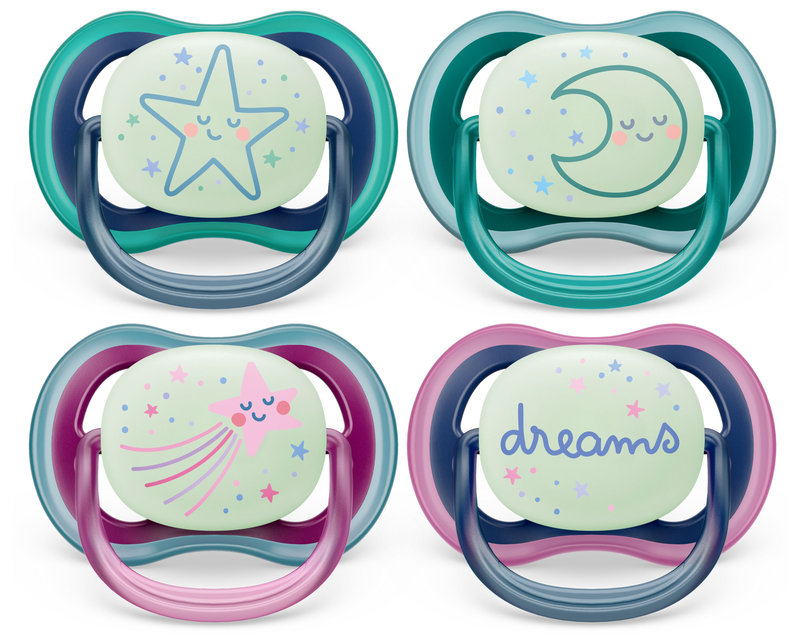 Lot de 2 Sucettes Ultra Air Nuit Mix Déco coloris aléatoire 6 -18M Phillips Avent lot 