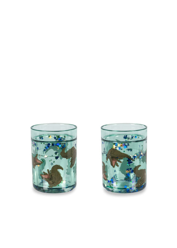 Lot de 2 tasses pailletées Crocodile Konges Slojd face 