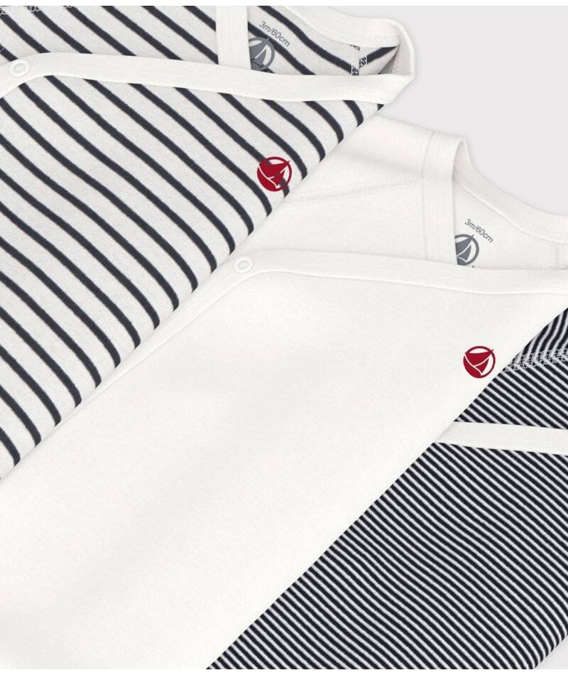 Lot de 3 Bodies Croisés Manches Longues Marinière Petit Bateau couleur