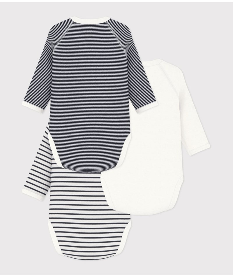 Lot de 3 Bodies Croisés Manches Longues Marinière Petit Bateau dos