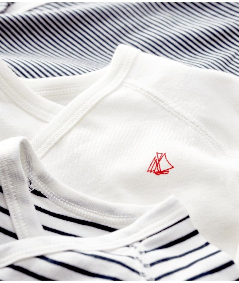 Lot de 3 Bodies Croisés Manches Longues Marinière Petit Bateau haut