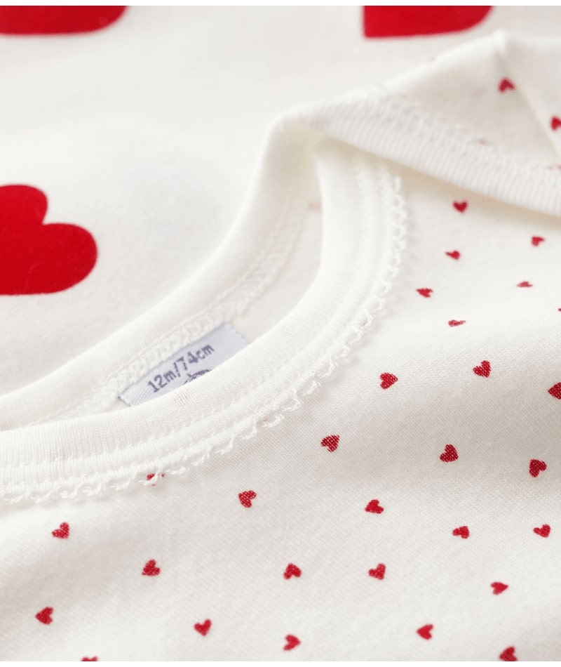 Lot de 3 Bodies Manches Courtes Coeurs Petit Bateau devant