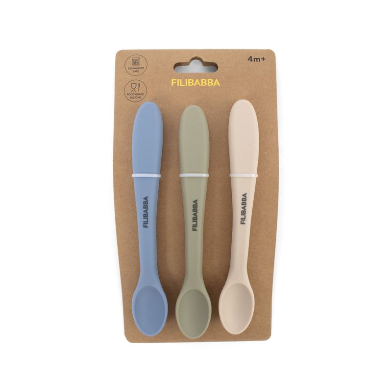 Lot de 3 cuillères en silicone Ocean Mix Filibabba packaging