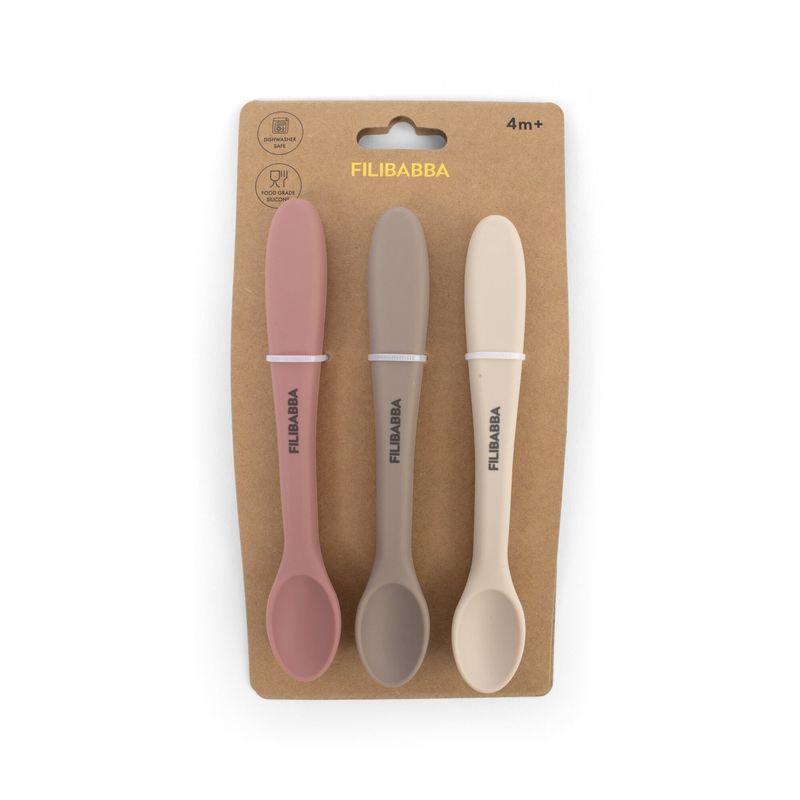 Lot de 3 cuillères en silicone Rose Mix Filibabba packaging