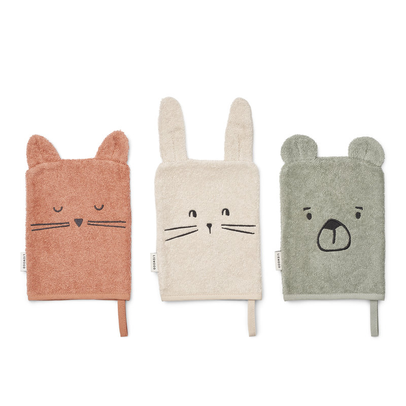 Lot de 3 gants de toilette Sylvester Dove blue mix Liewood Produit 