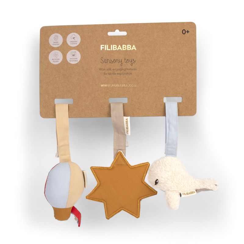 Lot de 3 jeux sensoriels à suspendre Dreamy Adventurers Filibabba packaging
