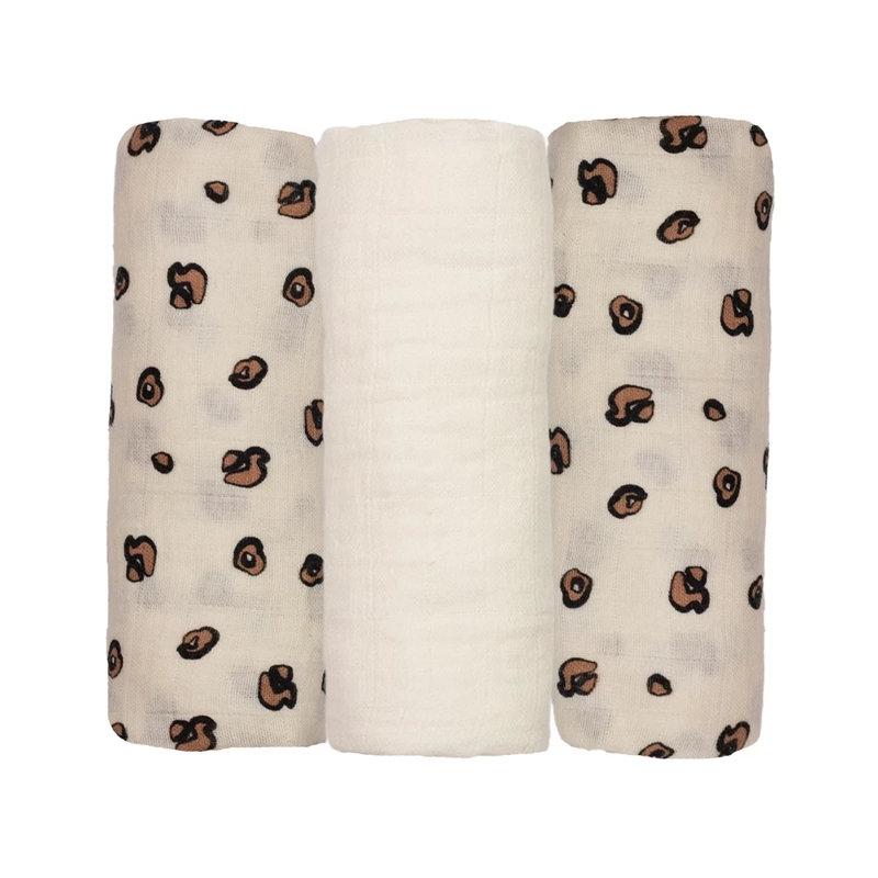 Lot de 3 langes 70x70cm Léopard Trois Kilos Sept le lot