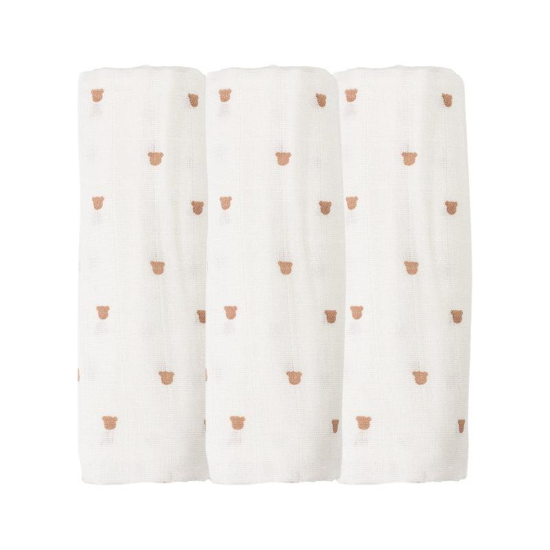 Lot de 3 langes 70x70cm Ours Moka Trois Kilos Sept le lot