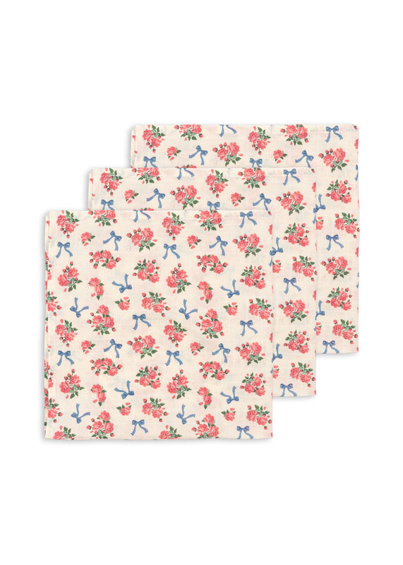 Lot de 3 langes en mousseline GOTS  Bella Rosita Konges Slojd face 