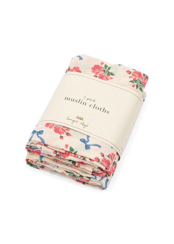 Lot de 3 langes en mousseline GOTS  Bella Rosita Konges Slojd packaging 