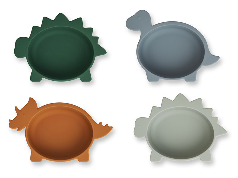 Lot de 4 bols en silicone Iggy Dino blue multi mix Liewood Produit face