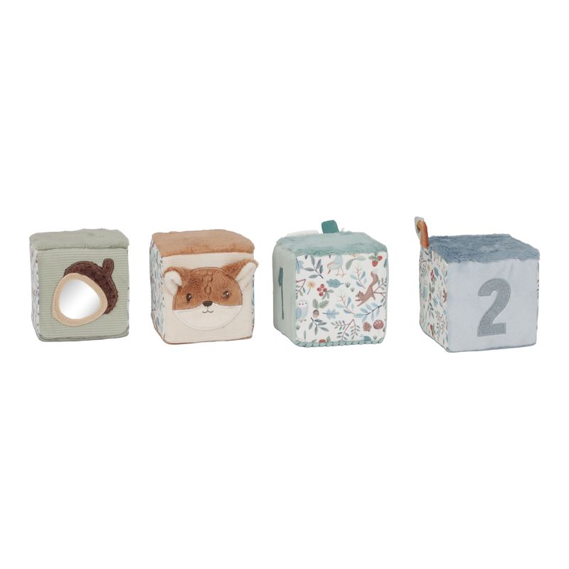 Lot de 4 cubes doux Forest Friends Little Dutch cubes alignés