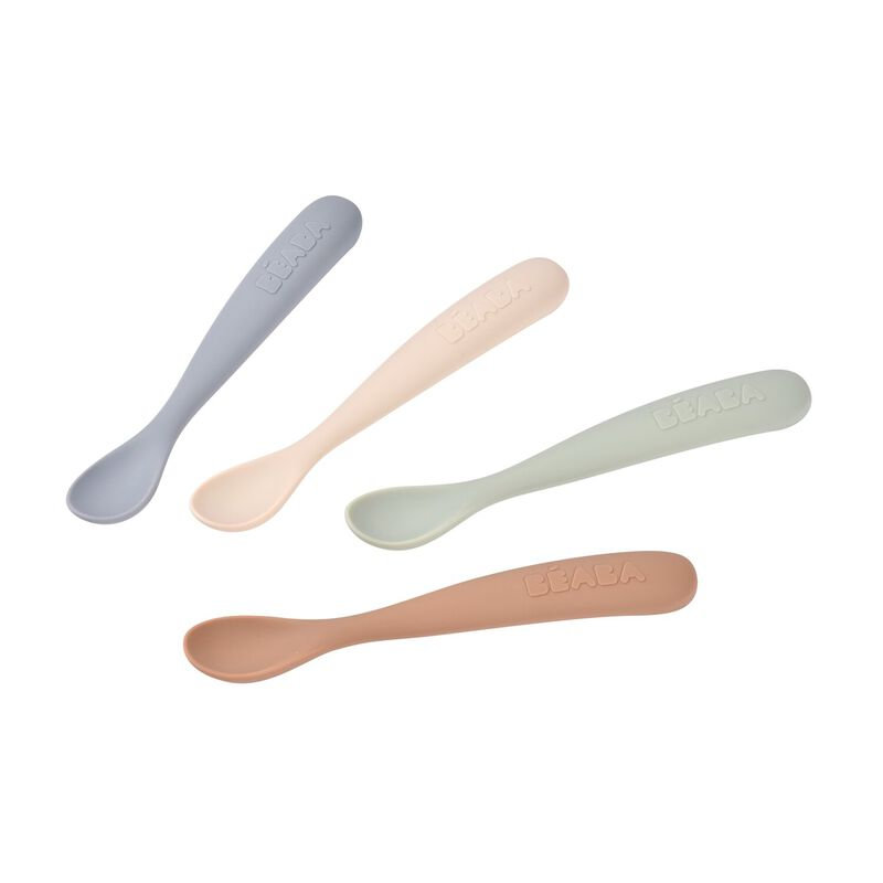 Lot de 4 cuillères 1er âge silicone - Natural Beaba face