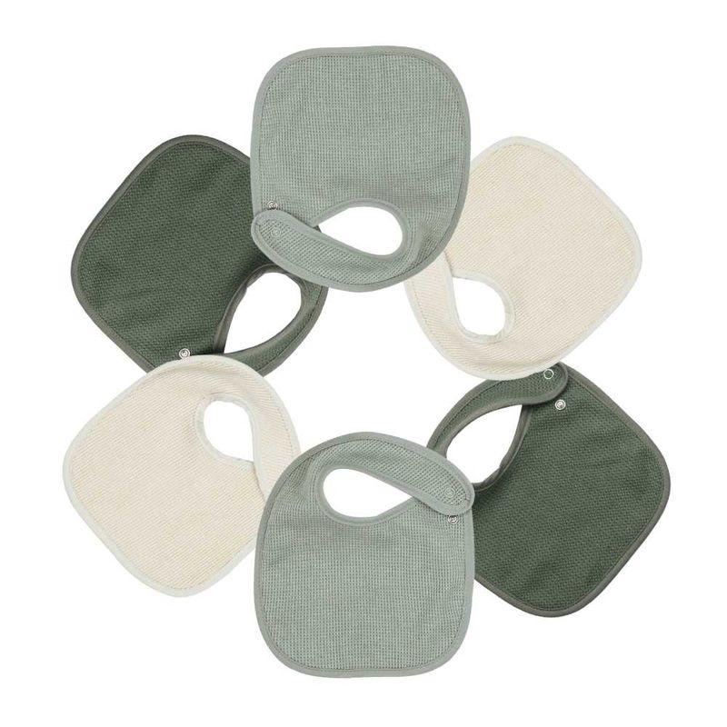 Lot de 6 Bavoirs Naissance Nid d'abeille Unis Sauge TROIS KILOS SEPT produit